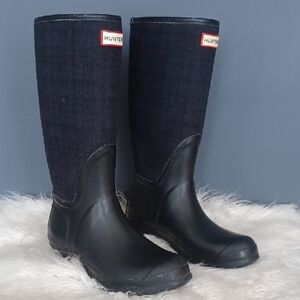 Plaid Wool and Rubber Hunter Boots